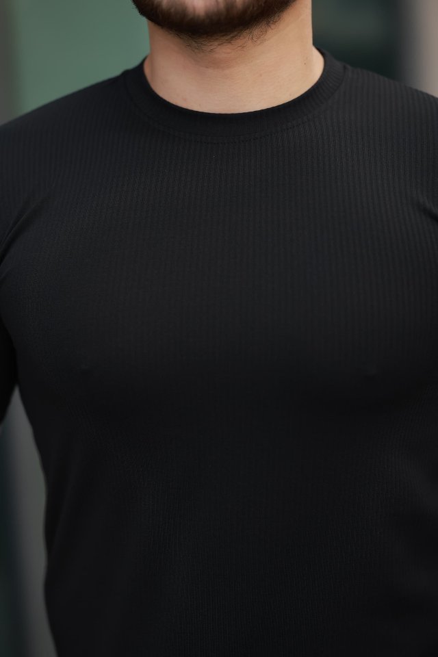 Erkek Kısa Kollu çizgi Kabartma Detaylı T-shirt