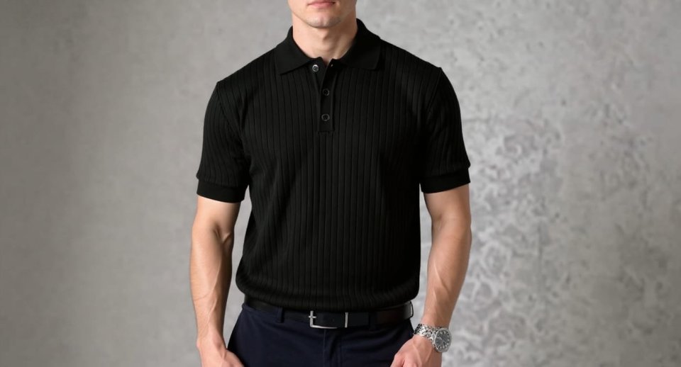 Erkek Kısa Kollu Yakalı Yakadan Düğmeli Triko Bluz