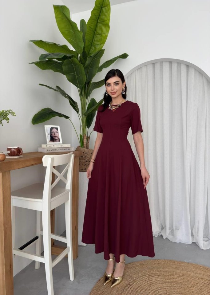 Wera Pliseli Midi Elbise