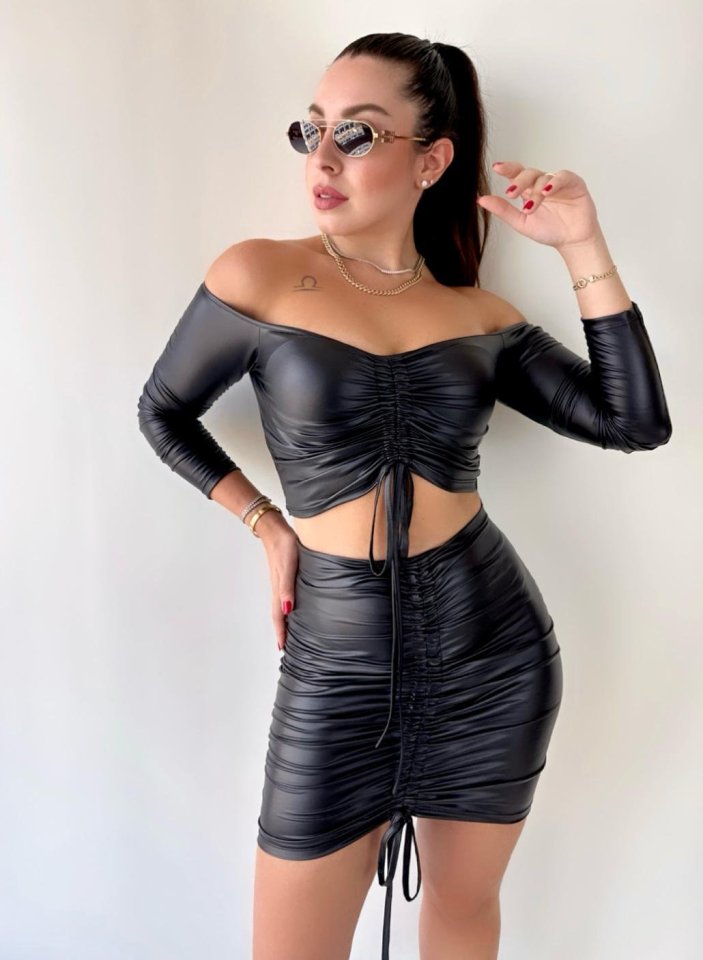 Kadın Büzgülü Deri Etek Takım Fırsat Ürün