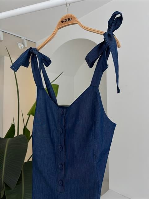 Tensel Denim Kumaşlı Mini Tulum 1363