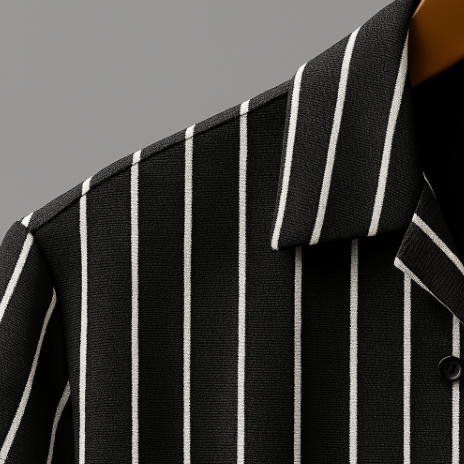 Erkek Kısa Kollu Beyaz çizgi Desenli örme Kumaş Pamuklu Gömlek