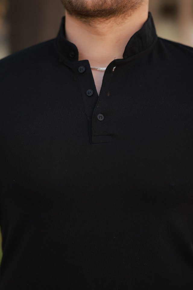 Erkek Hakim Yaka Dokuma Pamuklu Kumaş Kısa Kollu T-shirt