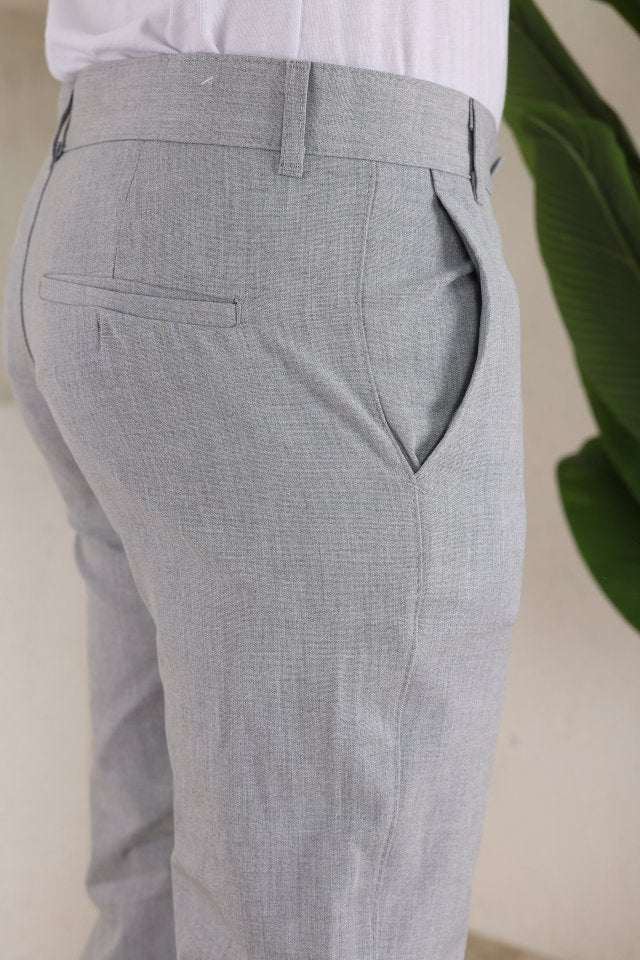 Erkek Slim Fit Likralı Bilek Boy Dilli Kumaş Pantolon