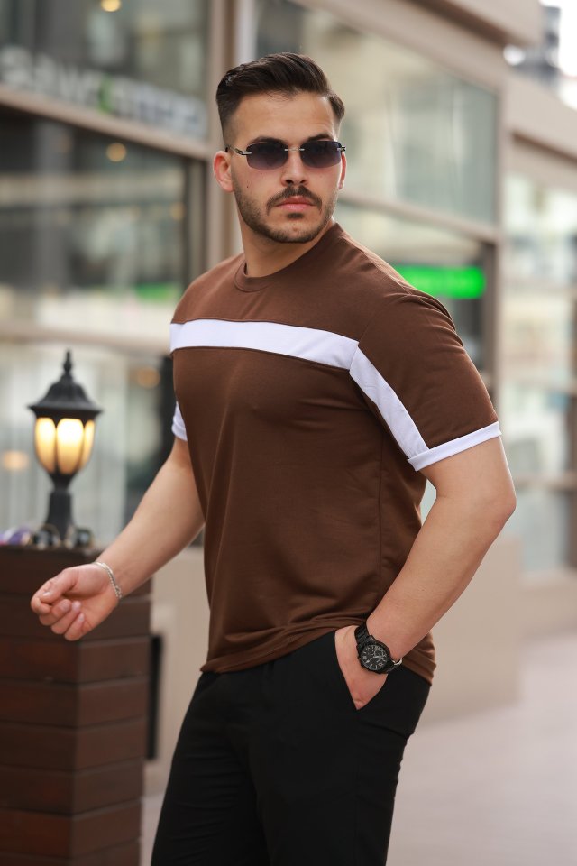 Erkek şerit Detaylı Kısa Kollu T-shirt