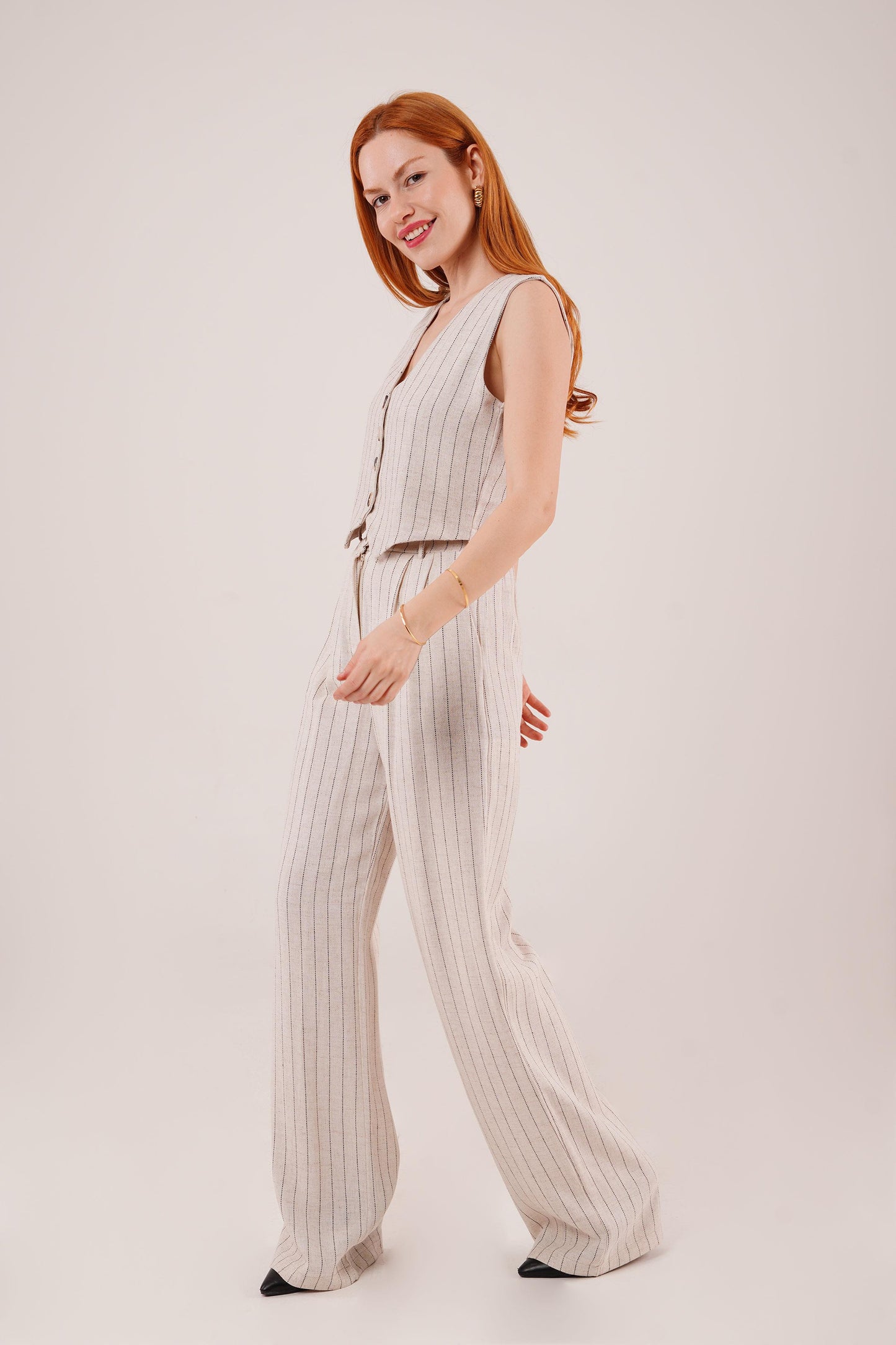 Yelek Ve Pantolon Siyah Şeritli İkili Takım