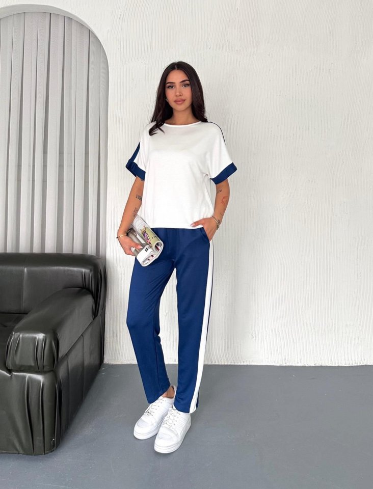 Kadın Modal Dokulu Kumaş Yanı şeritli Takım