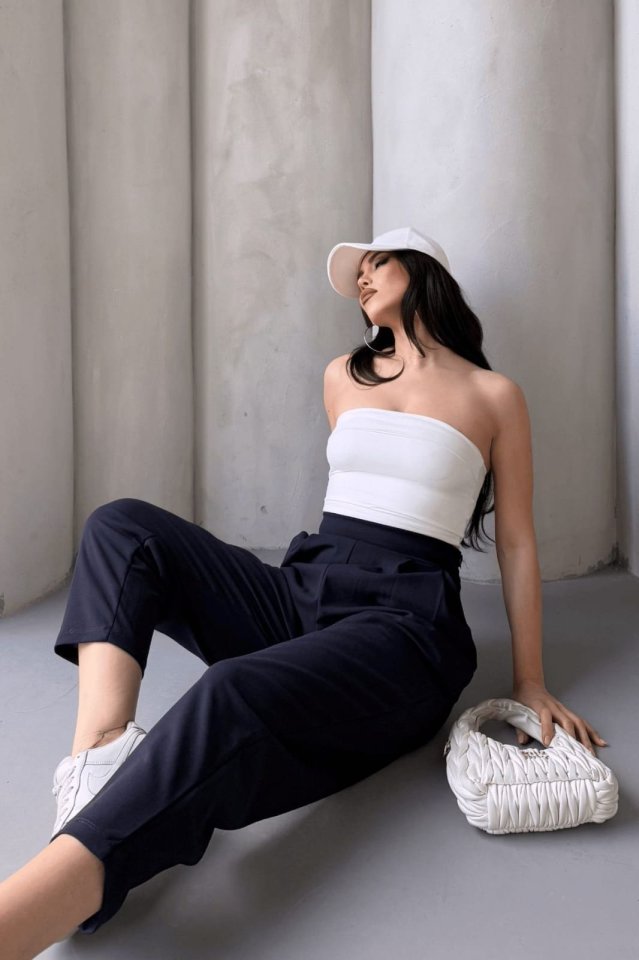 Kadın Scuba Krep Likralı Yan Fermuarlı Lastikli Harem Pantolon