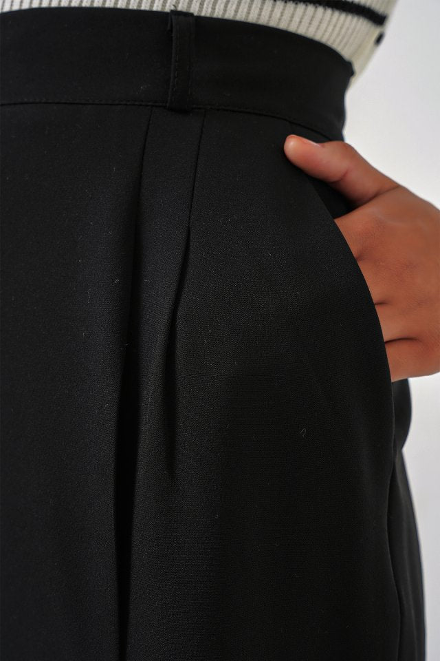 6647 Bol Paça Kumaş Pantolon - Siyah