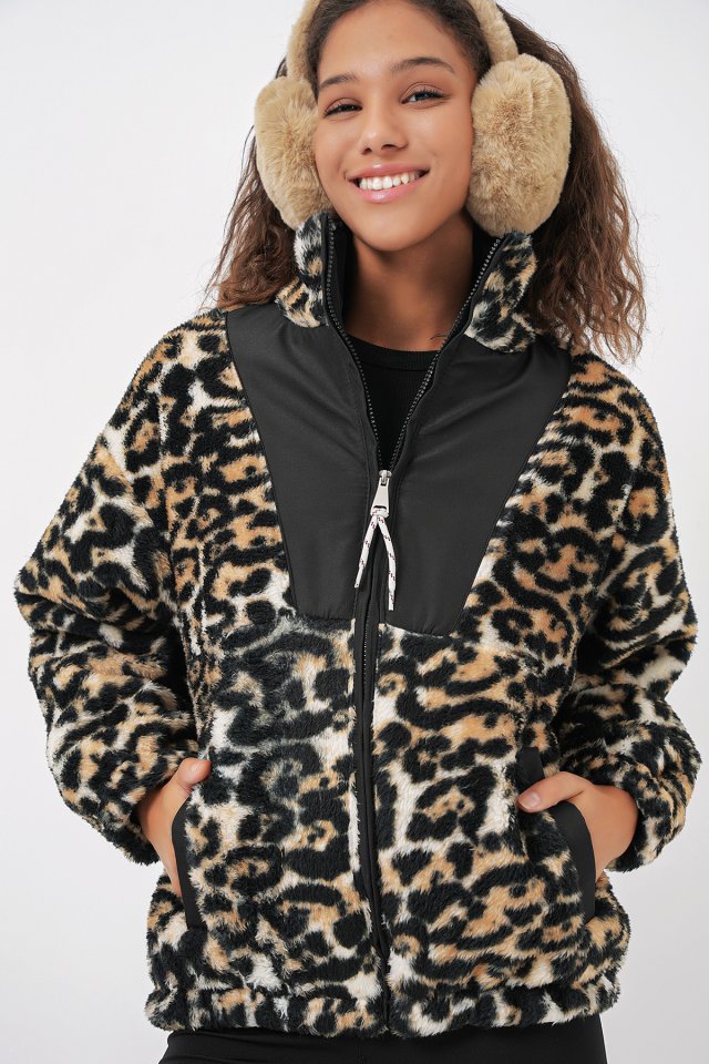 5194 Peluş Mont Ceket - C. Kahverengi