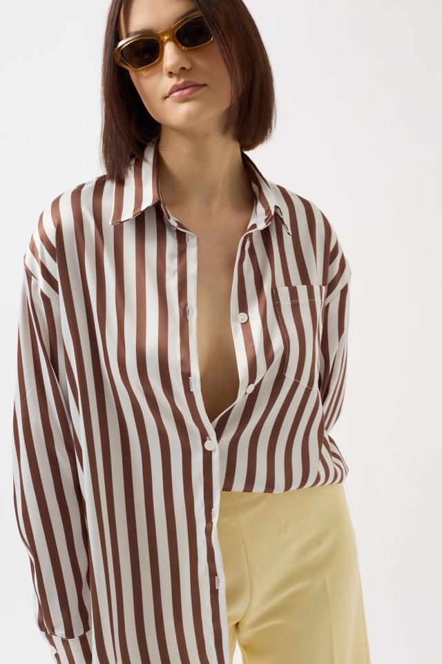 Çizgili Saten Gömlek
