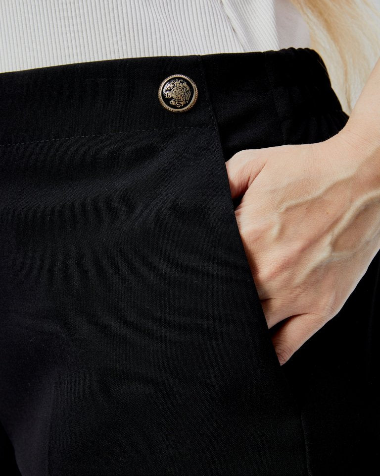 Dekorati̇f Düğmeli̇ Arka Bel Lasti̇kli̇ Büyük Beden Pantolon
