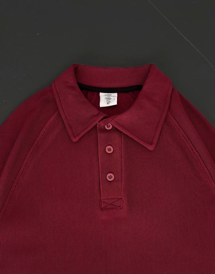 Yakalı Patlı Kısa Kol T-shirt - Bordo