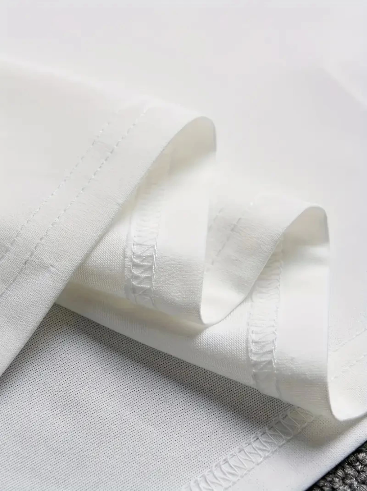 Baskılı Oversize Bisiklet Yaka T-shirt - Beyaz