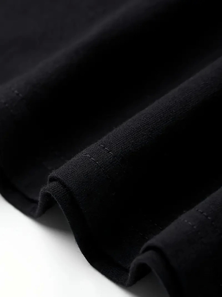 Baskılı Oversize Bisiklet Yaka T-shirt - Siyah