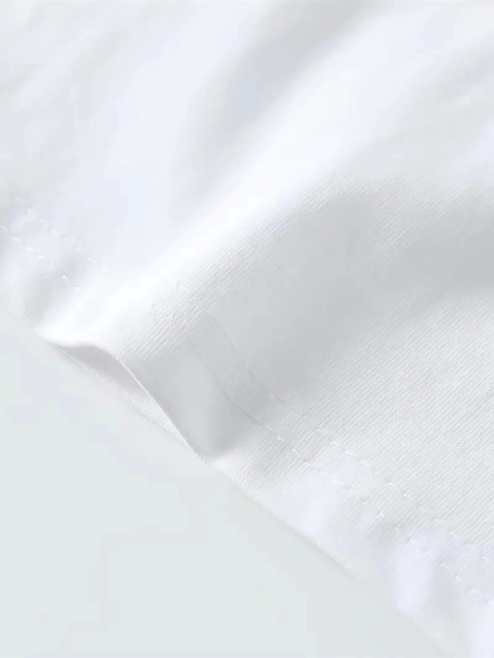 Baskılı Oversize Bisiklet Yaka T-shirt - Beyaz