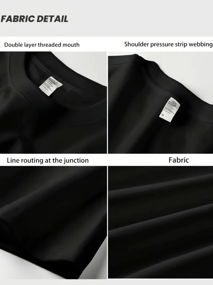 Rahat Bisiklet Yaka Tişört, Yaratıcı Karikatür Baskı - Yumuşak Polyester, Her Mevsim Giyilebilir- Siyah