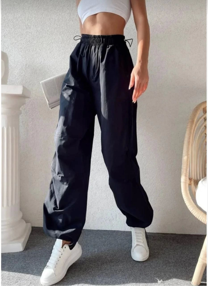 Cepli Paraşut Pantalon - Siyah