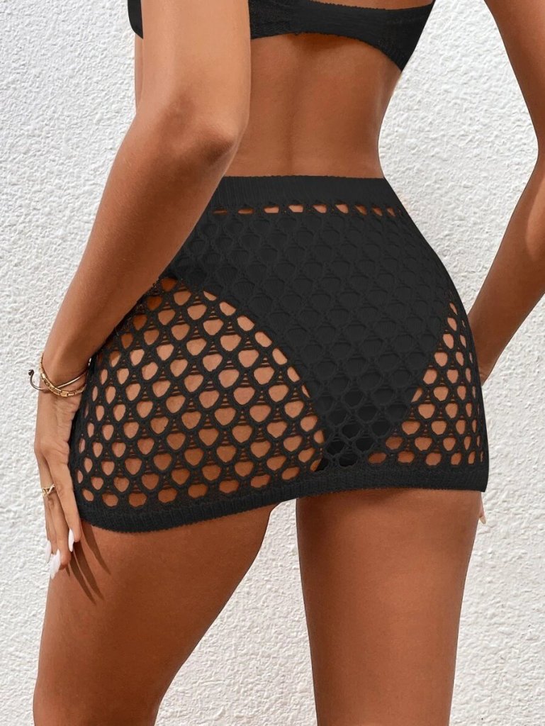 Kadın Delikli Triko Mini Etek