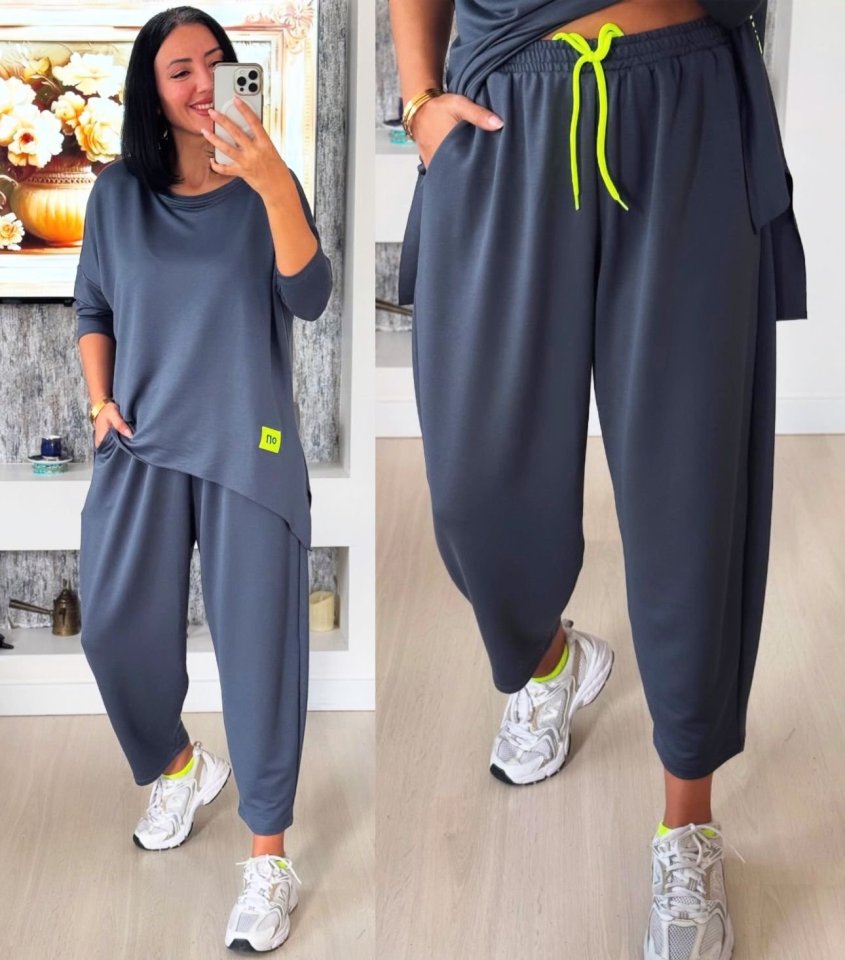 Kadın Iki Iplik Viskon Pamuk Kumaş Arma Detaylı Ikili Takım