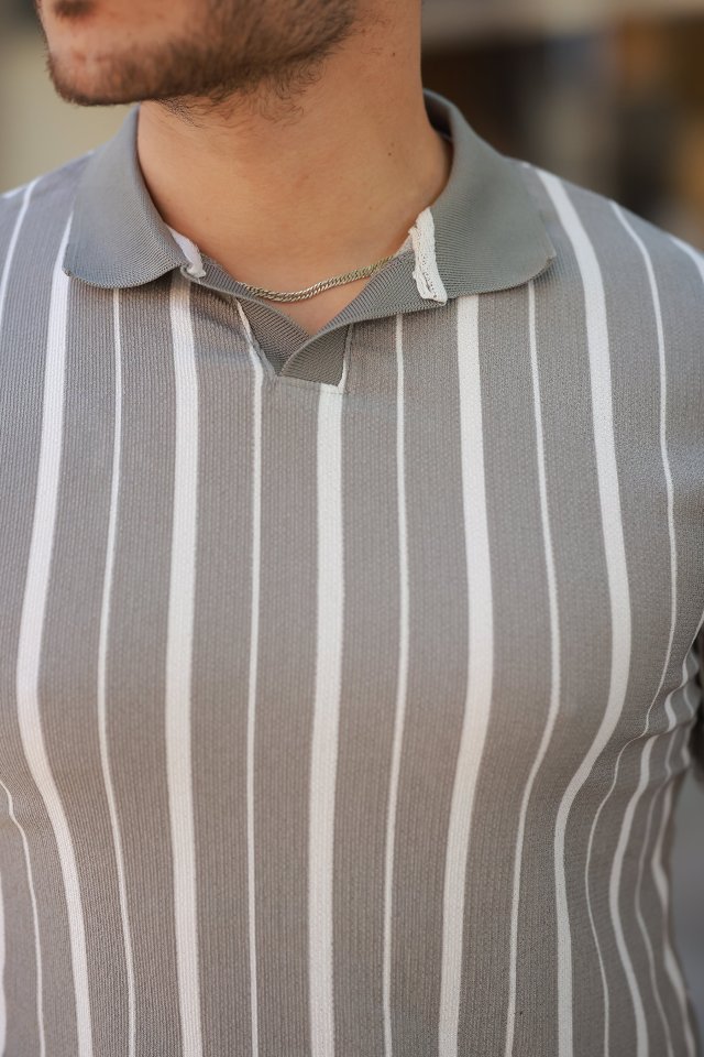 Erkek Yakalı örme Kumaş Kısa Kollu T-shirt