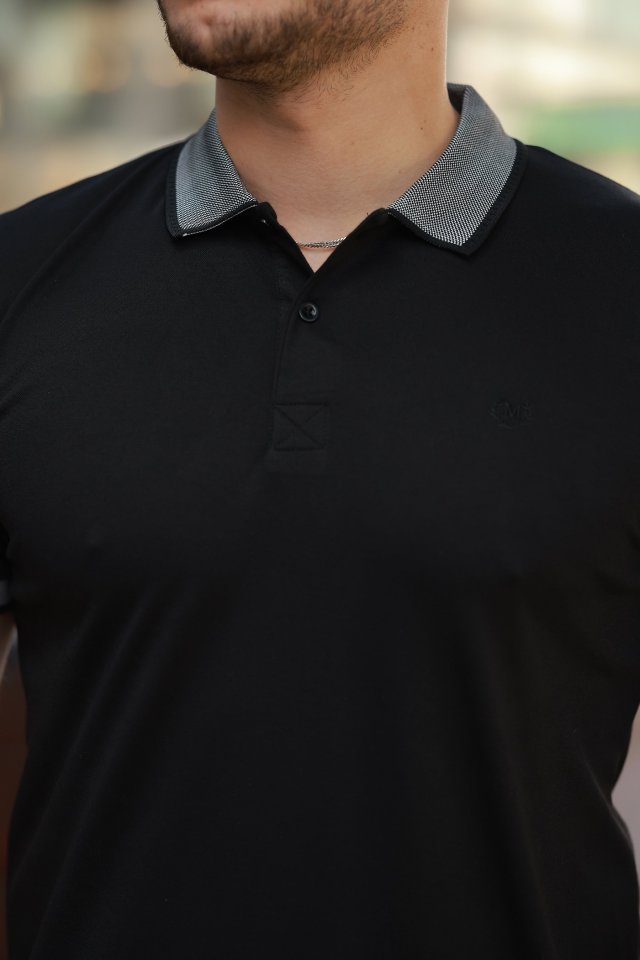 Erkek Yakalı Kagi Kumaş Kısa Kollu T-shirt