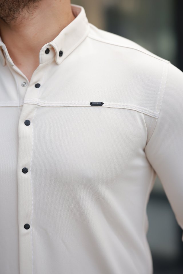 Erkek çıtçıt Düğmeli Dikiş Detaylı Uzun Kollu Gömlek