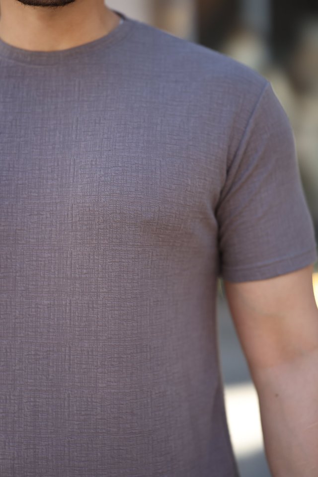 Erkek Ağaç Kabuğu Desenli Kısa Kollu T-shirt