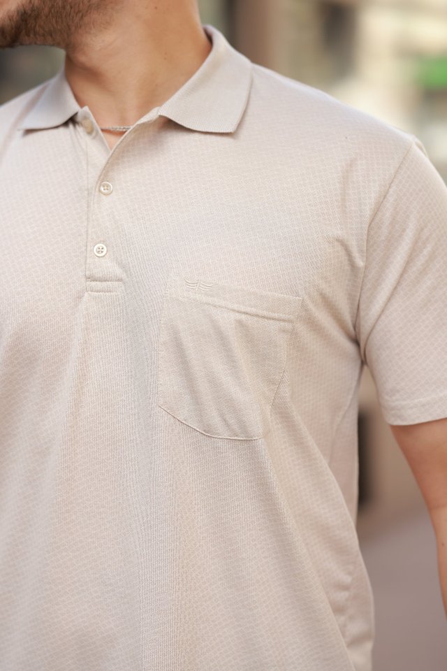 Erkek Yakalı Mini Jakarlı Kısa Kollu T-shirt