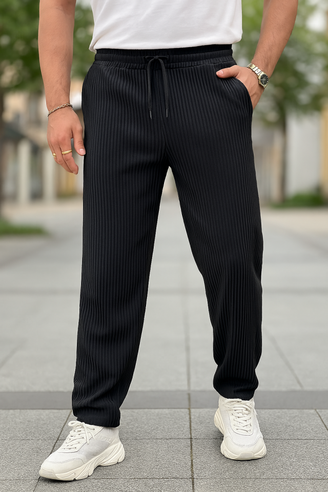 Erkek Bağcıklı Pileli Baggy Pantolon