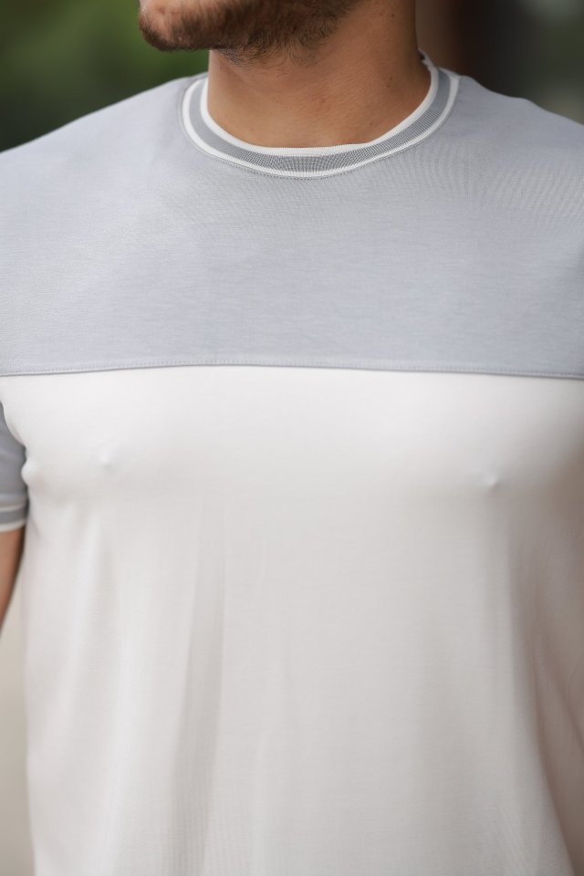 Erkek Parçalı Renk Kısa Kollu Tişört