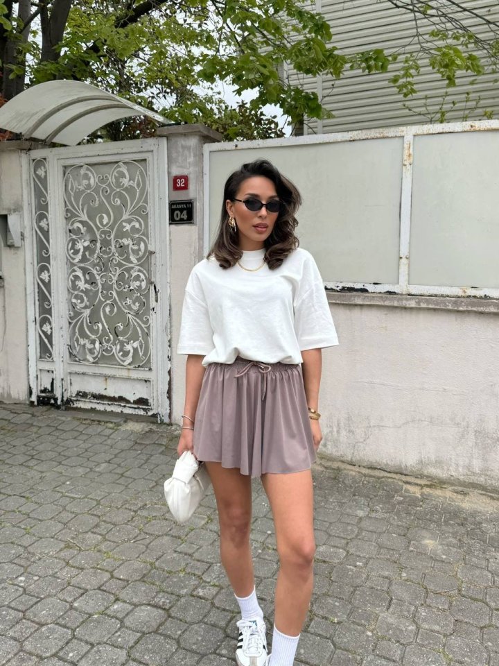 Kadın Sandys Kumaş Bağıcık Detaylı şort