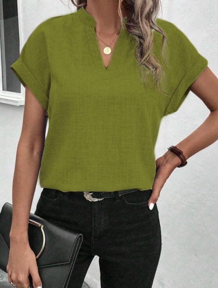 Kadın Kısa Kollu Hakim Yaka Sofya Bluz