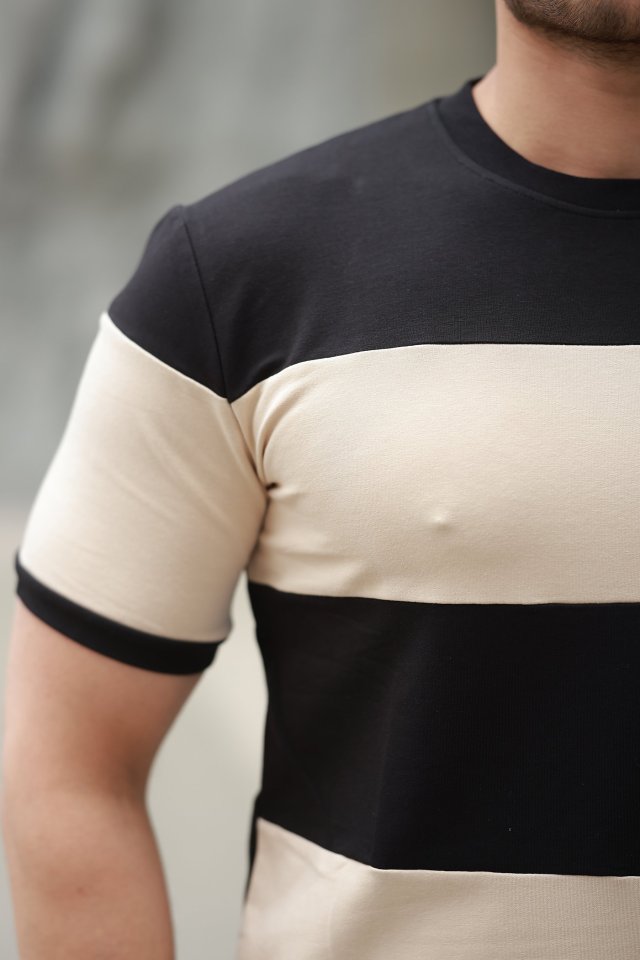 Erkek Parçalı Renk Kısa Kollu Tişört