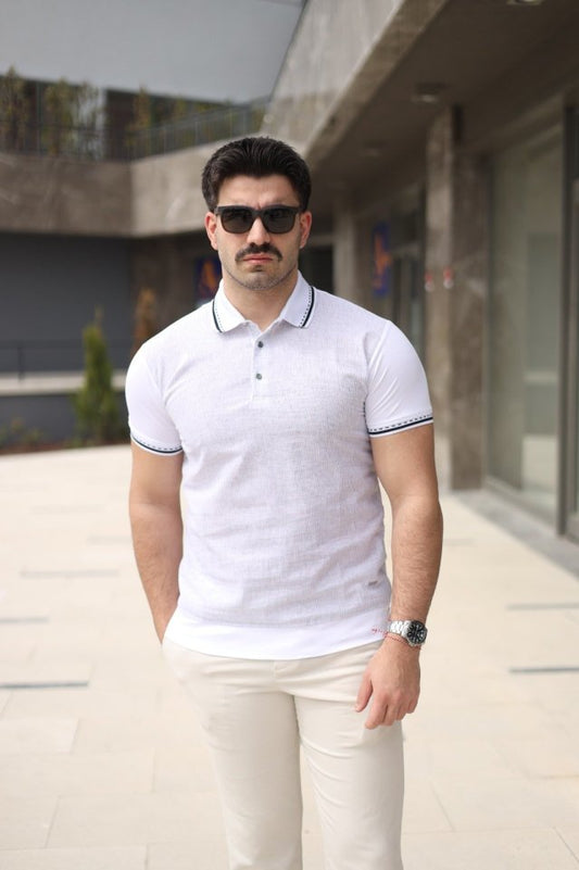 Erkek Polo Yaka Fermuar Detaylı Tişört