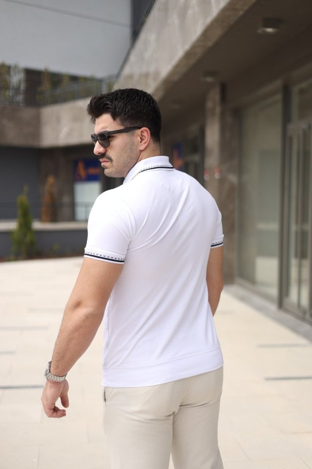 Erkek Polo Yaka Fermuar Detaylı Tişört