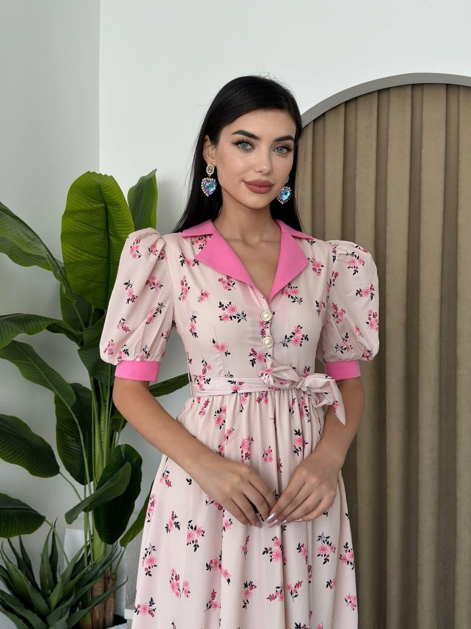 Vesoul Yakalı Midi Boy Elbise