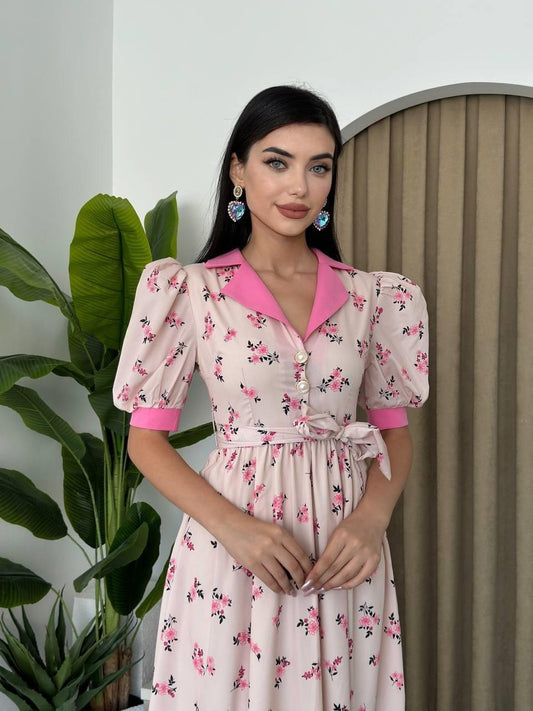 Vesoul Yakalı Midi Boy Elbise