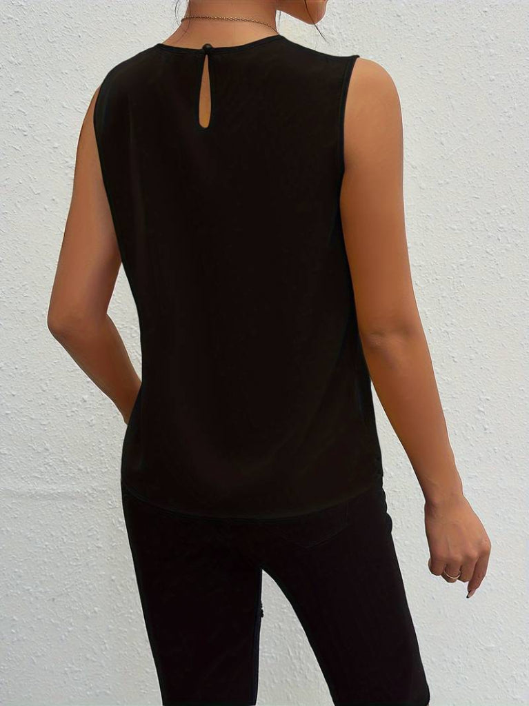 Kadın Askılı Yuvarlak Büzgü Yaka Sandy Bluz