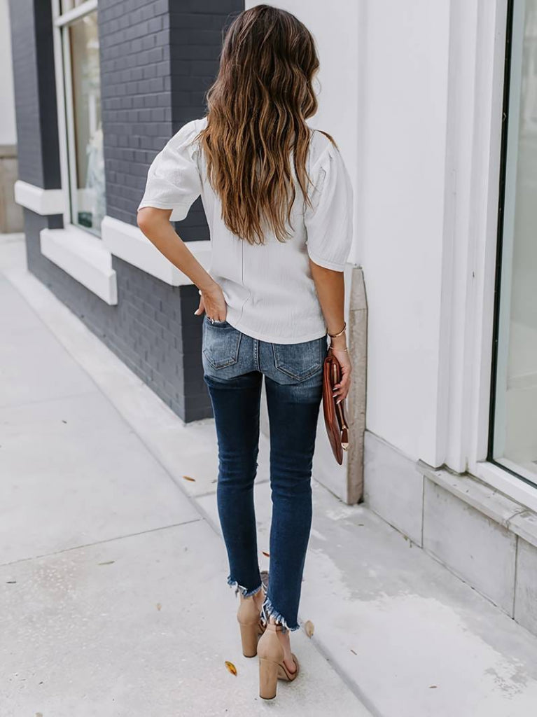 Kadın Kısa Kollu Pileli Balın Kol Bürümcük Bluz