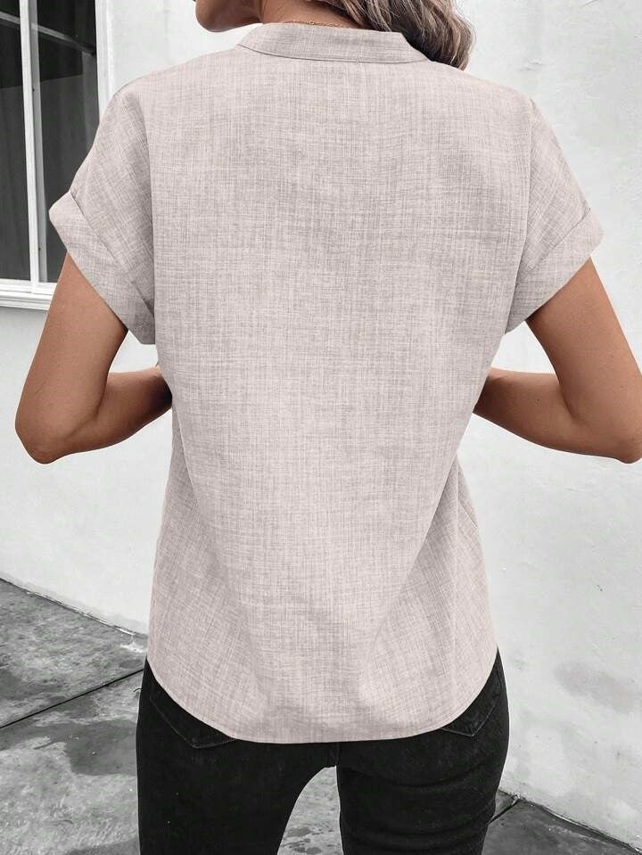 Kadın Kısa Kollu Hakim Yaka Sofya Bluz