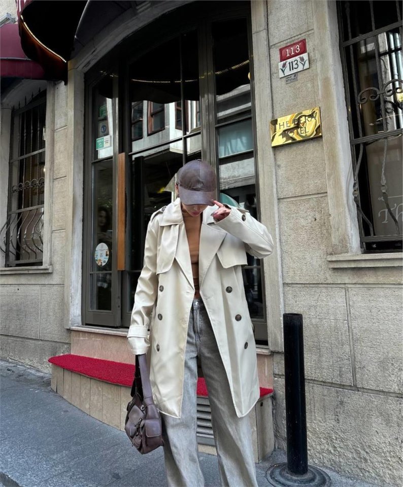 TRENCH KISA ŞANEL BOY - Ekru