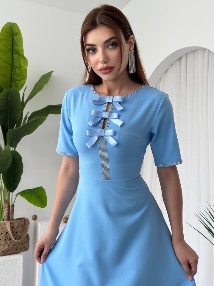 Wera Taşlı Fiyonk Detaylı Elbise