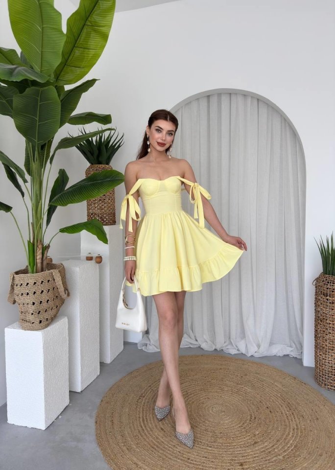 VERO OMUZ BAĞLAMALI ELBİSE