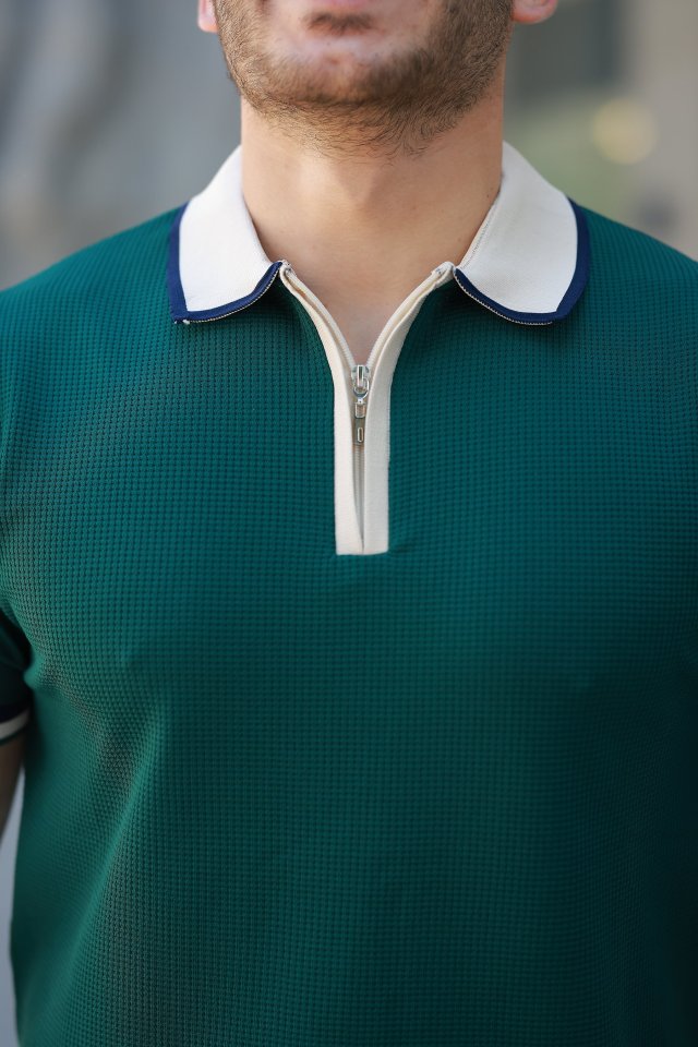 Erkek Renkli Yaka Kısa Kollu Tişört