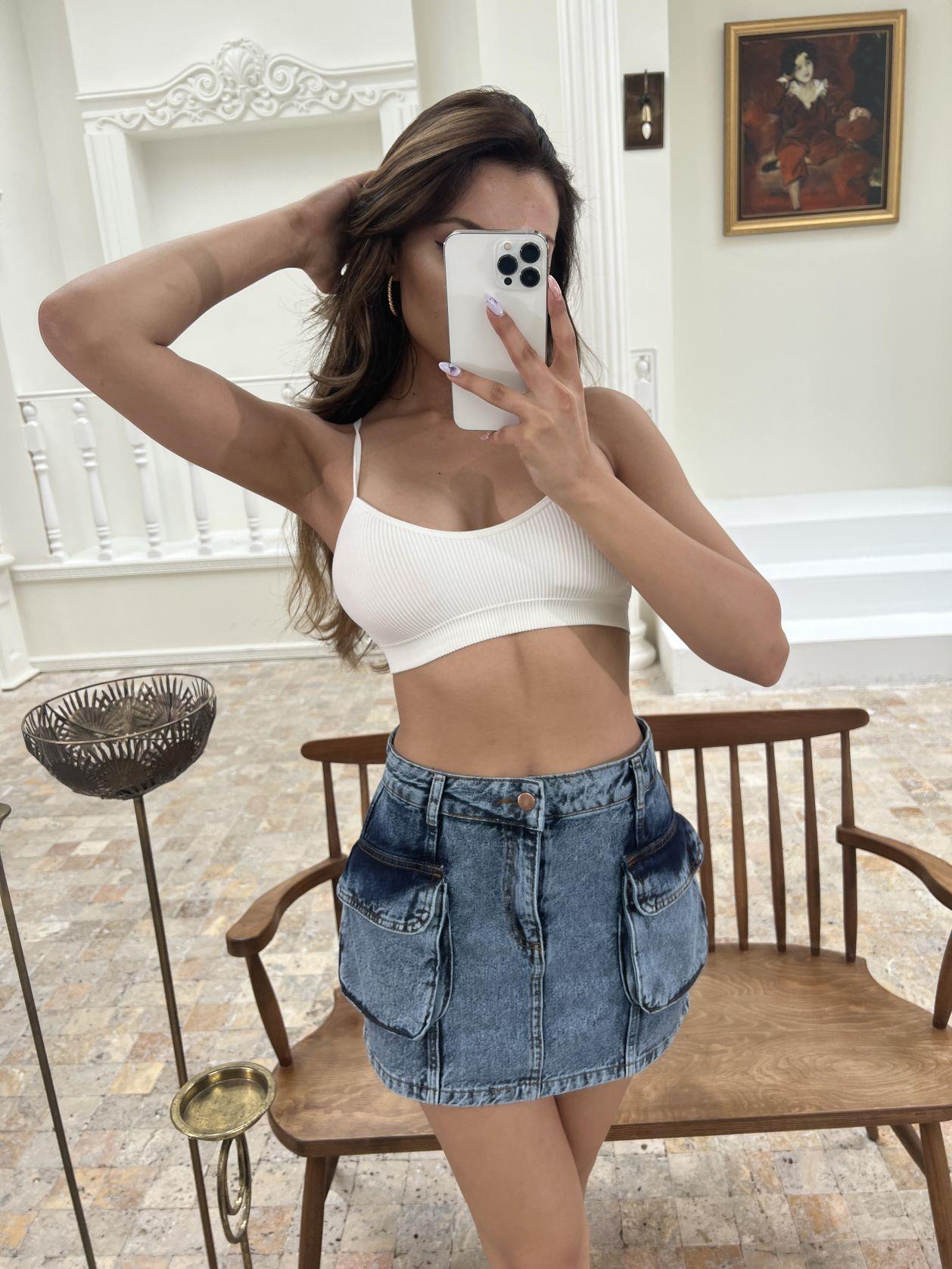 6458 DENİM LOW WAIST SKIRT-MAVİ