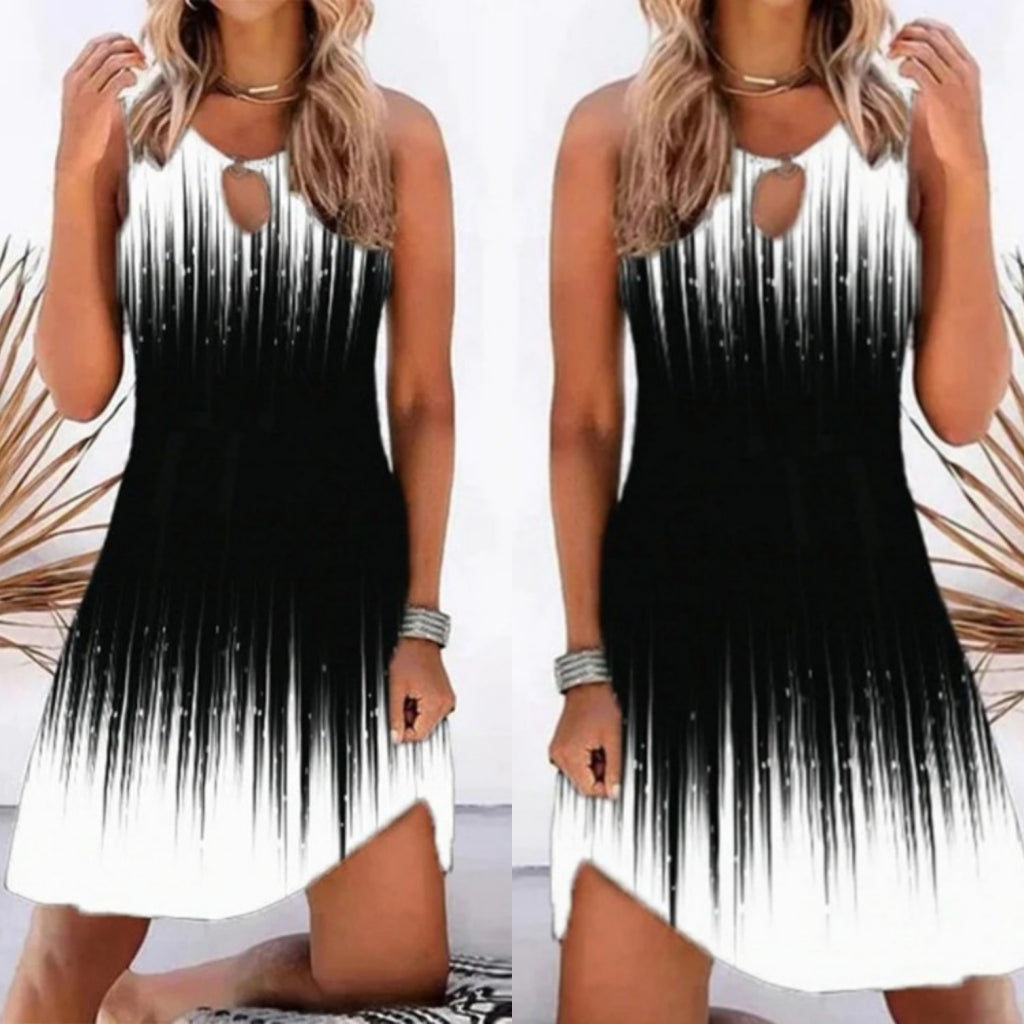 Kadın Yaka Damla Dekolteli Desenli Dalgıç Elbise