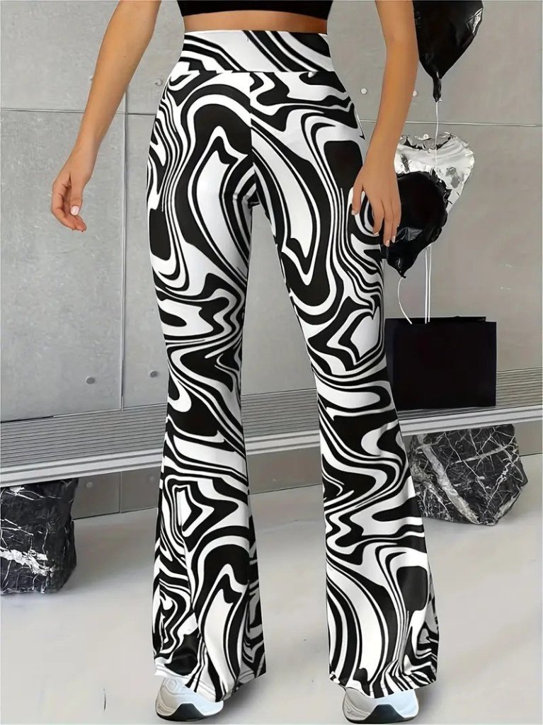 Kadın Yüksek Bel Zebra Desenli Tayt