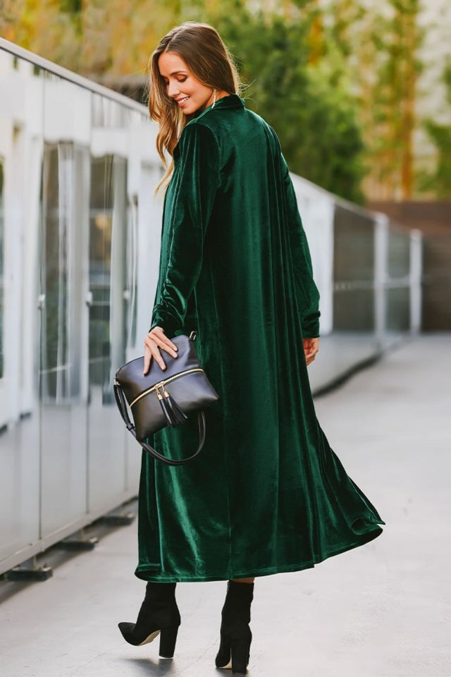 Kadın Uzun Kollu önü Açık Kolları Uzun Midi Ceket