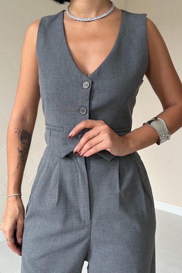 Antrasit Klas Ceket Ve Yelek Ve Pantolon Takım